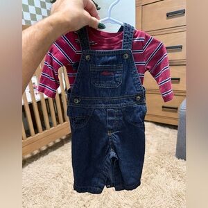 Carter's Blue Denim Overalls with Red Striped Shirt